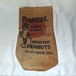 Vintage Planters Salted In-Shell Roasted‎ Peanuts 1 Lb. Burlap Sack